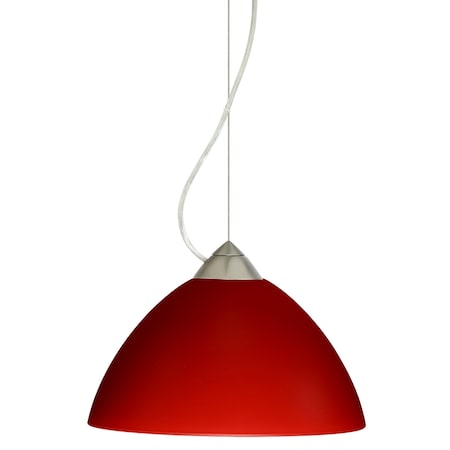 Besa Lighting Tessa Cord Pendant, Red Matte, Satin Nickel Finish, 1x75W Incandescent 1KX-420131-SN